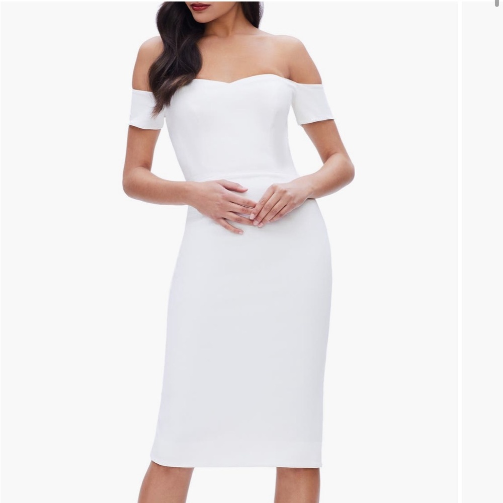 Dress the Population Bailey Off the Shoulder Body-Con Cream Dress Size S